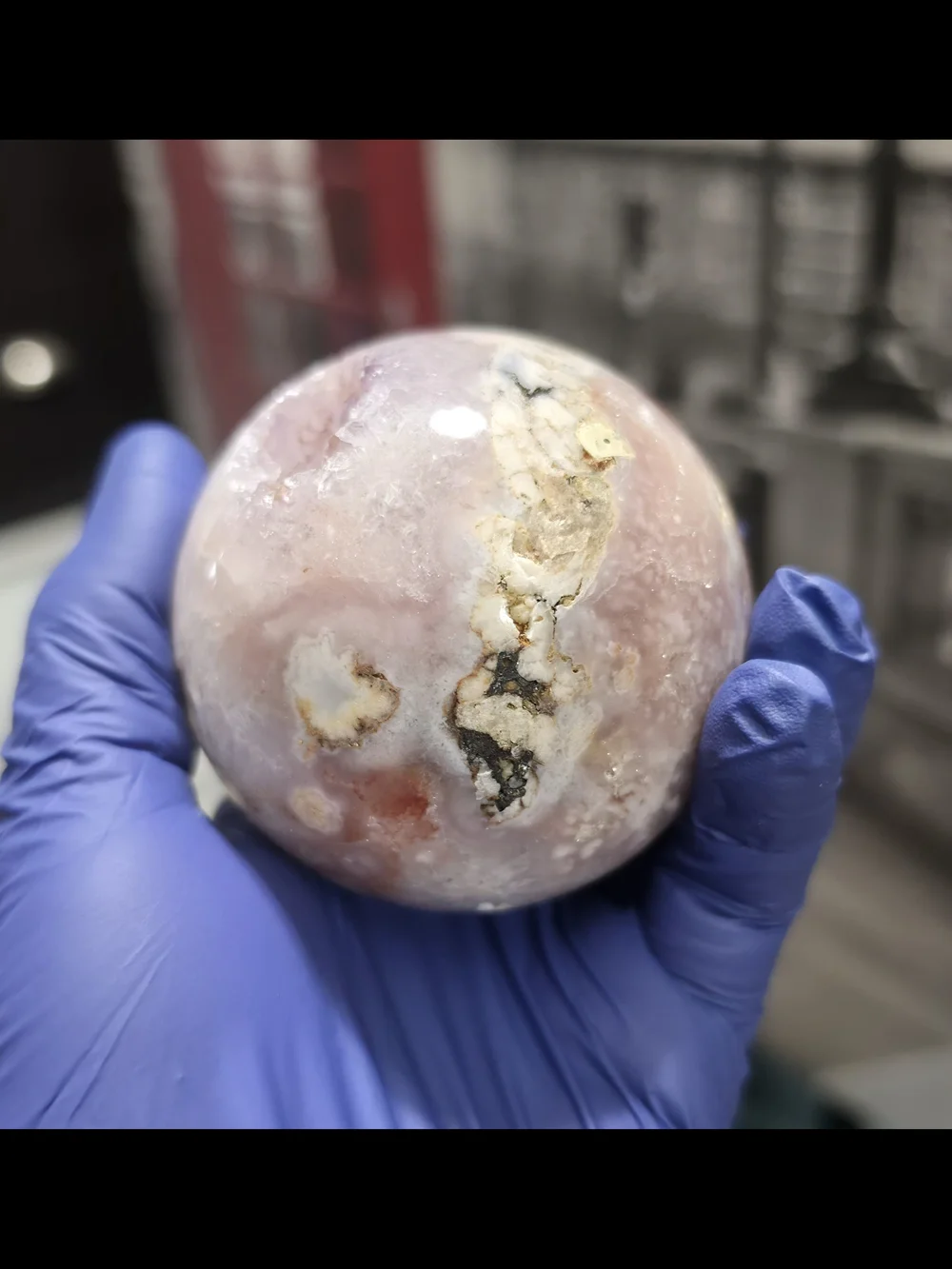 Pink Amethyst And Agate Druzy Crystal Display Sphere